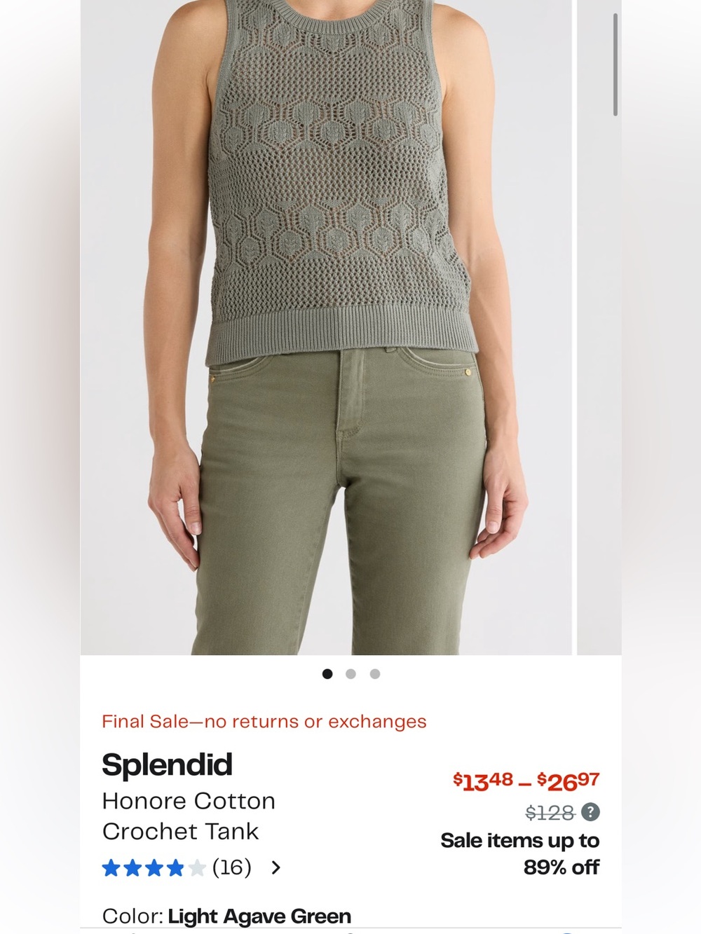 Splendid Honore Cotton Crochet Tank